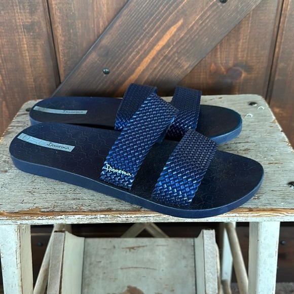 Ipanema Shoes - Ipanema Navy Blue two strap slide flip flops sandals size 10 NWOB